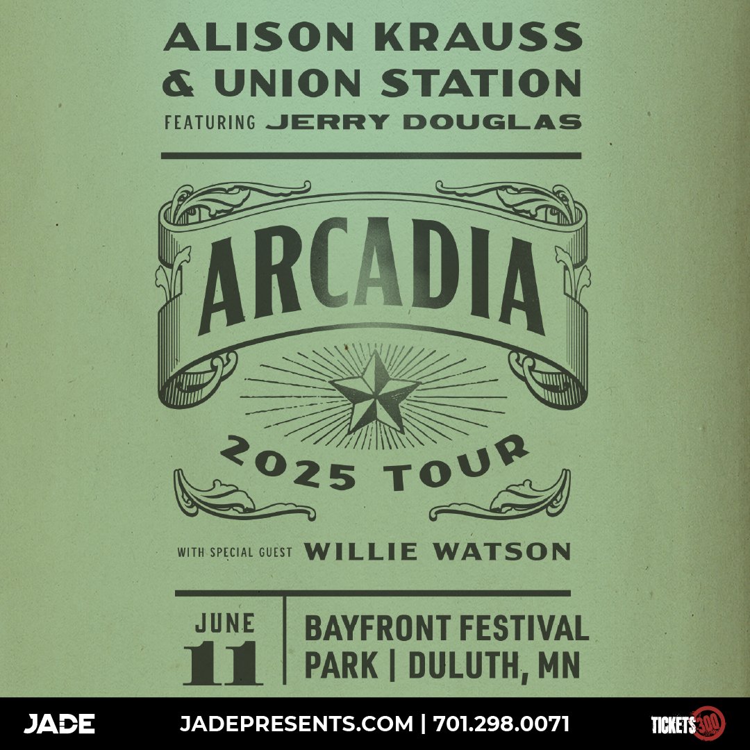 🚨JUST ANNOUNCED🚨
🎶 <a href="/AlisonKrauss/">Alison Krauss</a> &amp; Union Station featuring <a href="/JerryDouglas/">Jerry Douglas</a> with <a href="/WillieWatsongs/">Willie Watson</a>
📅 Wednesday, June 11
🏫 <a href="/BayfrontDuluth/">Bayfront Park</a> in Duluth, MN
🎫 Local presale begins December 5 from 10AM-10PM using code QUEEN at → bit.ly/3UVyw0H