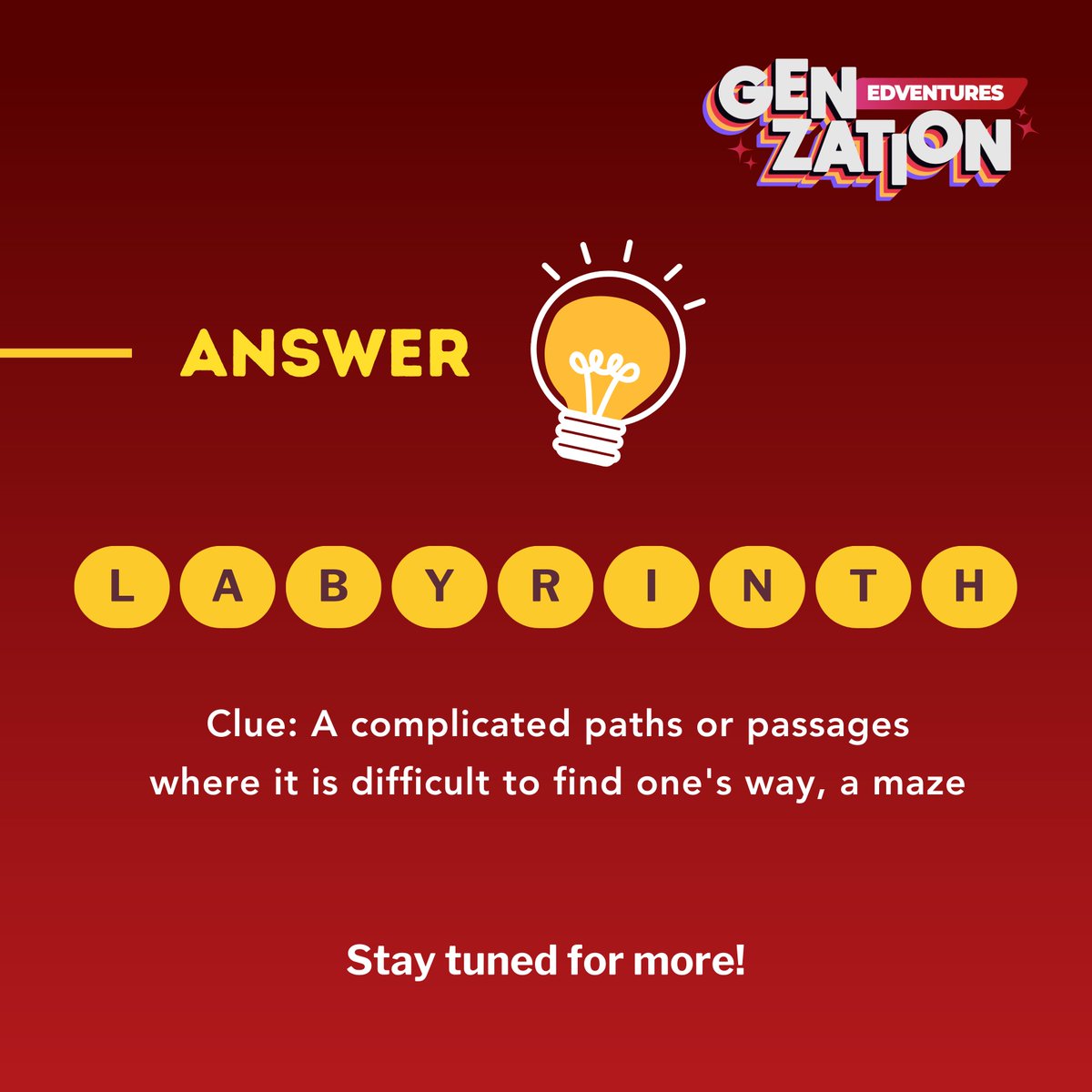 NST_Online's tweet photo. The answer to yesterday's word jumble is: Labyrinth. How did you do? Keep your brain sharp with our weekly puzzles!

#NSTGenZationSeries #GenZationEdVentures #WordGame #WordJumbleAnswer https://t.co/VNABRKgadT