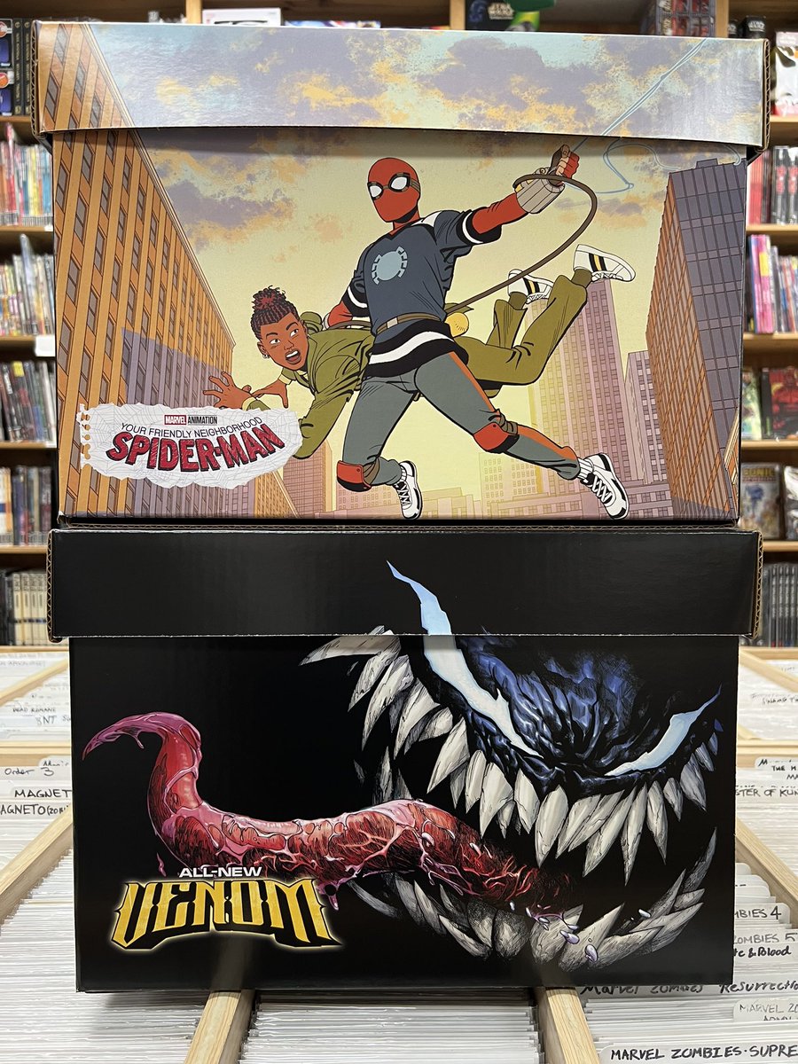 ComicsTnT's tweet image. New Marvel comic boxes! Your Friendly Neighborhood Spider-Man! All New Venom! $12.99 each! 😀 #comicbox #marvelcomics #venom #spiderman #comicstoonsntoys #tustincalifornia #allnewvenom #yourfriendlyneighborhoodspiderman
