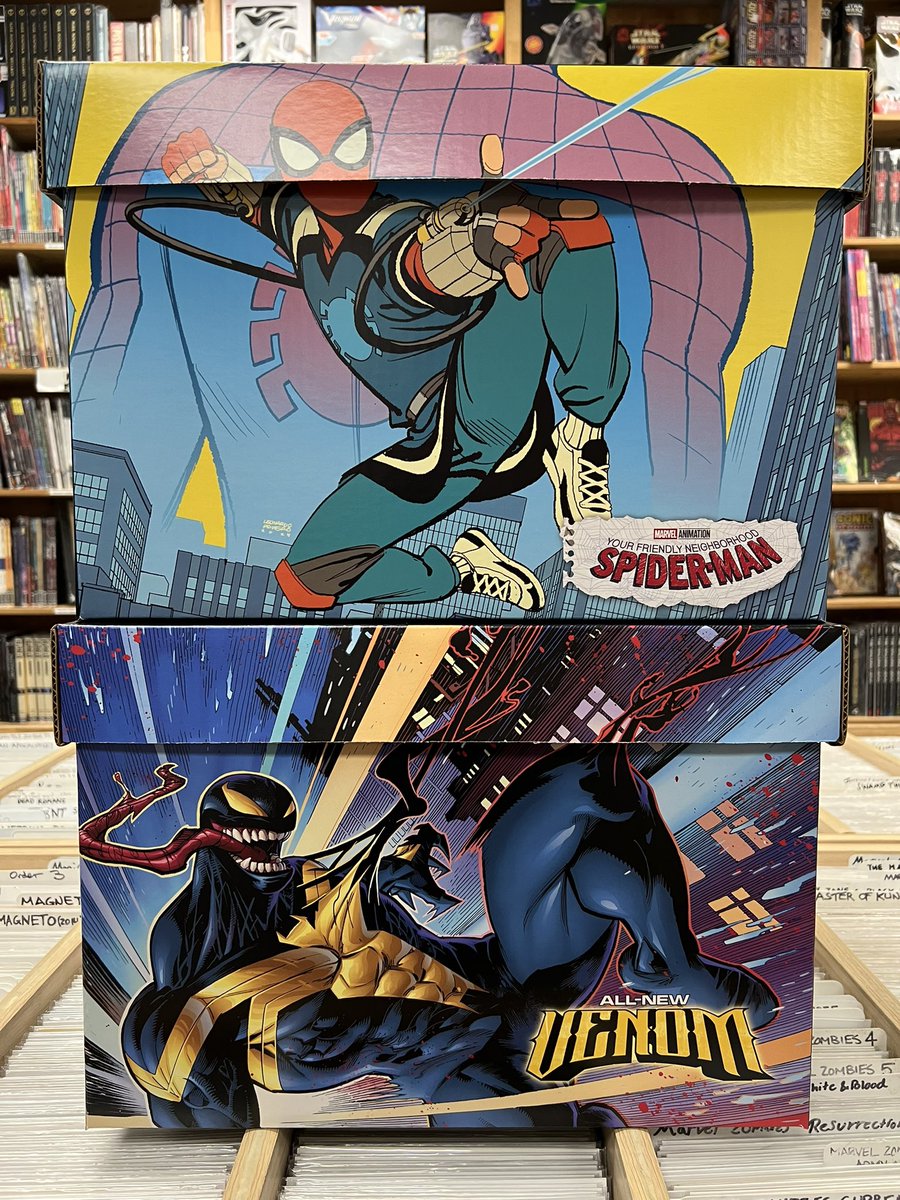 ComicsTnT's tweet image. New Marvel comic boxes! Your Friendly Neighborhood Spider-Man! All New Venom! $12.99 each! 😀 #comicbox #marvelcomics #venom #spiderman #comicstoonsntoys #tustincalifornia #allnewvenom #yourfriendlyneighborhoodspiderman