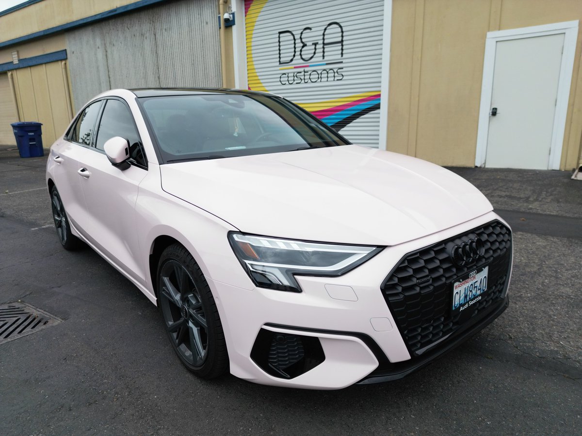 da_customs's tweet photo. Check out this stunning @Audi A3 we wrapped in a super light pink color! At D&amp;A Customs, we bring your custom wrap dreams to life!
https://t.co/mEAj8GIwYv
#dacustoms #carwraps #Audi #roland #3m https://t.co/FSbBkWuo1w