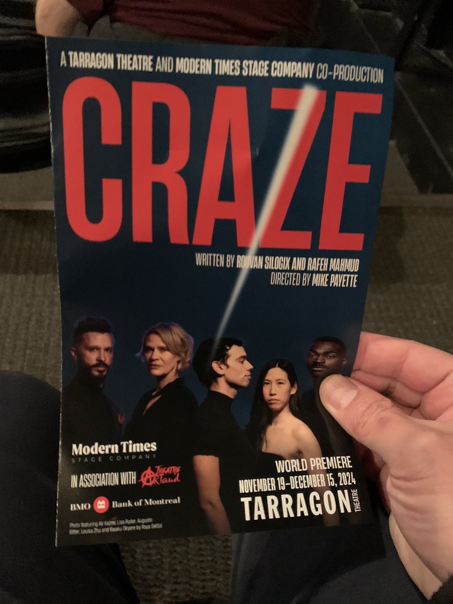 Tonight’s opening, in my fave <a href="/tarragontheatre/">Tarragon Theatre</a> row.