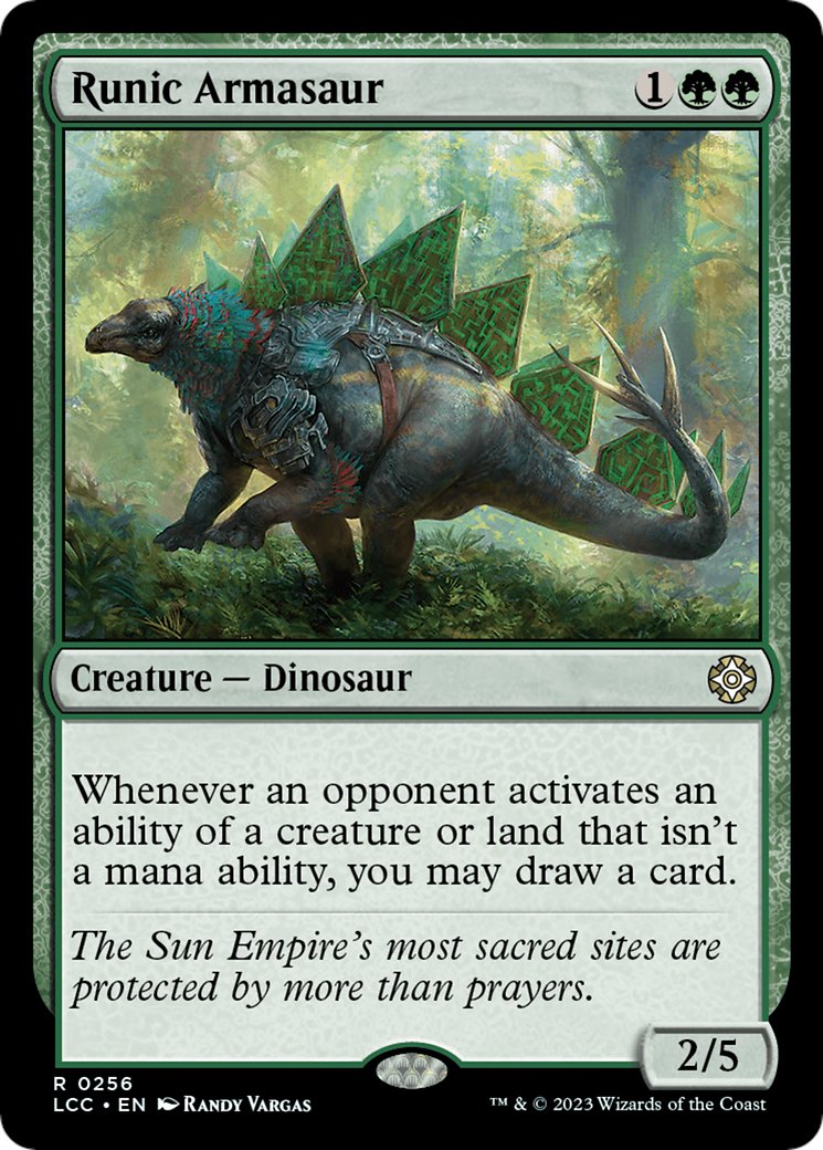 Brefin's tweet photo. I look forward to seeing this M:TG cycle completed with a mono-blue stegosaurus with sweet art. @GavinVerhey https://t.co/dDJpv0Djqr