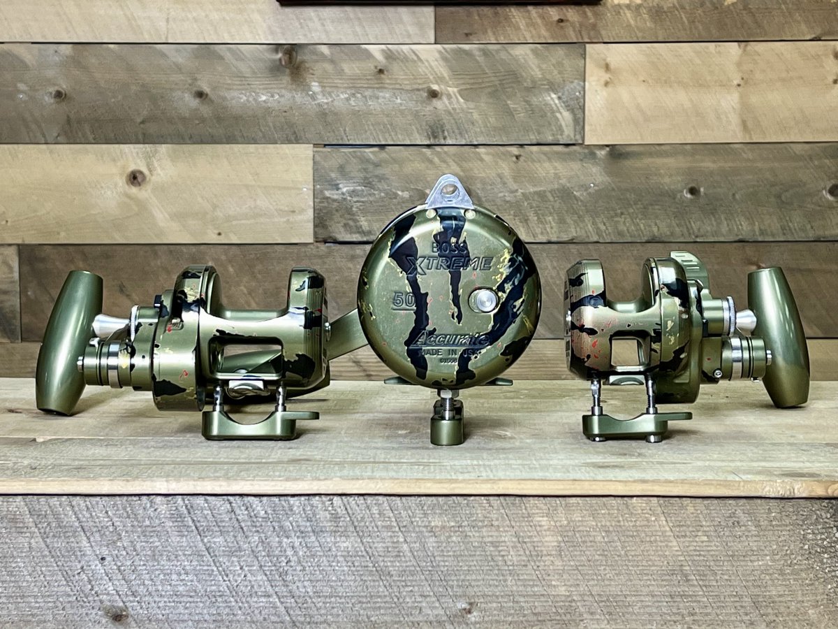Hunting Big Fish?  With these Jungle Camo Boss Xtreme &amp; Dauntless reels they won't see you coming!  Just added to our Black Friday Custom Color collection.  But inventory is EXTREMELY limited.  First come, first to fish!  accuratefishing.com