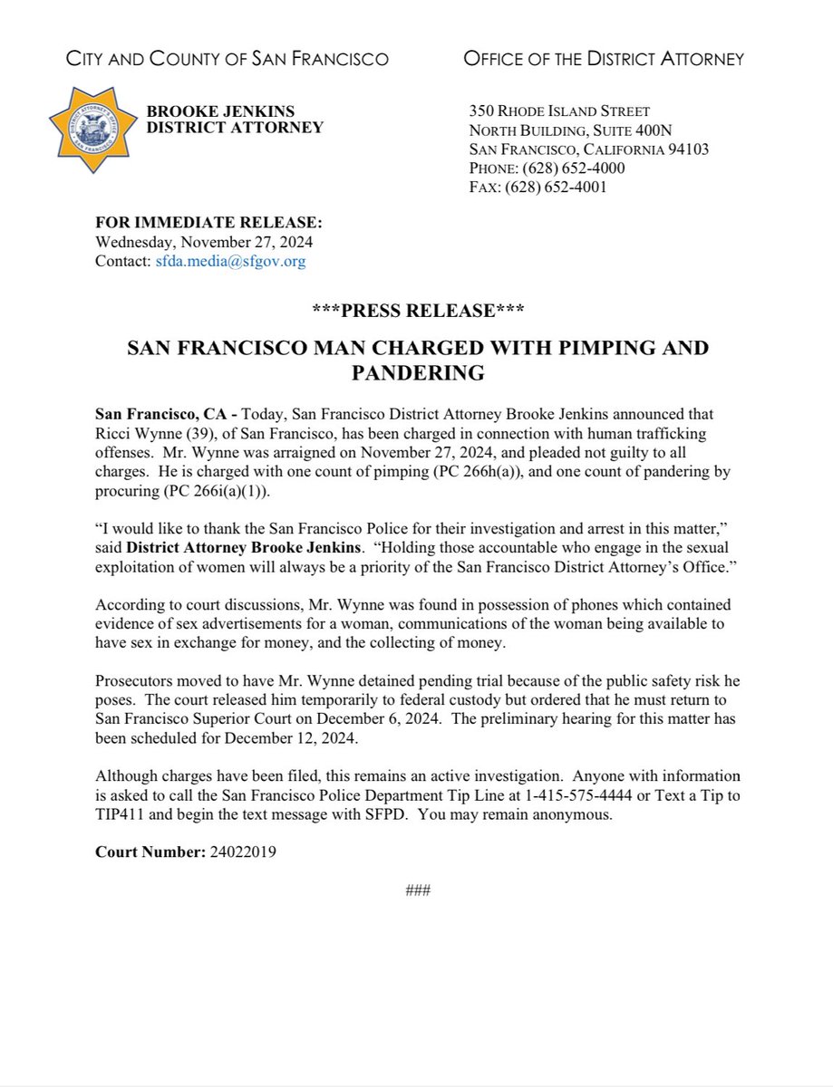 SF DISTRICT ATTORNEY tweet media