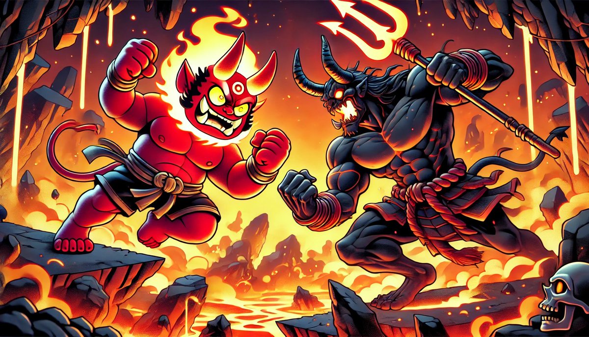 👹 The Japanese Devil is in the arena, battling rival demons to summon the ultimate bull vibes! ⚔️🔥 

Only green candles will prevail in this war. 🐂💚 

Victory is near - get ready for the surge! 🚀 

#meme #sol #solana
