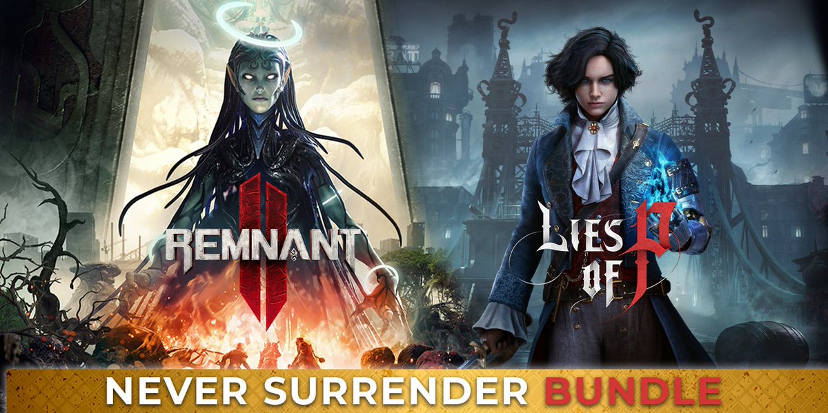 Remnant 2 (@remnant_game) on Twitter photo Remnant II 🤝 Lies of P
As part of the #SteamAutumnSale, we’ve teamed up with our friends at <a href="/neowizglobal/">NEOWIZ GLOBAL</a> for one epic souls-like bundle 💯
Grab @LiesofP and #Remnant2 for one low price in the Never Surrender Bundle on sale NOW 👉 store.steampowered.com/bundle/47677/ Remnant II 🤝 Lies of P
As part of the #SteamAutumnSale, we’ve teamed up with our friends at <a href="/neowizglobal/">NEOWIZ GLOBAL</a> for one epic souls-like bundle 💯
Grab @LiesofP and #Remnant2 for one low price in the Never Surrender Bundle on sale NOW 👉 store.steampowered.com/bundle/47677/