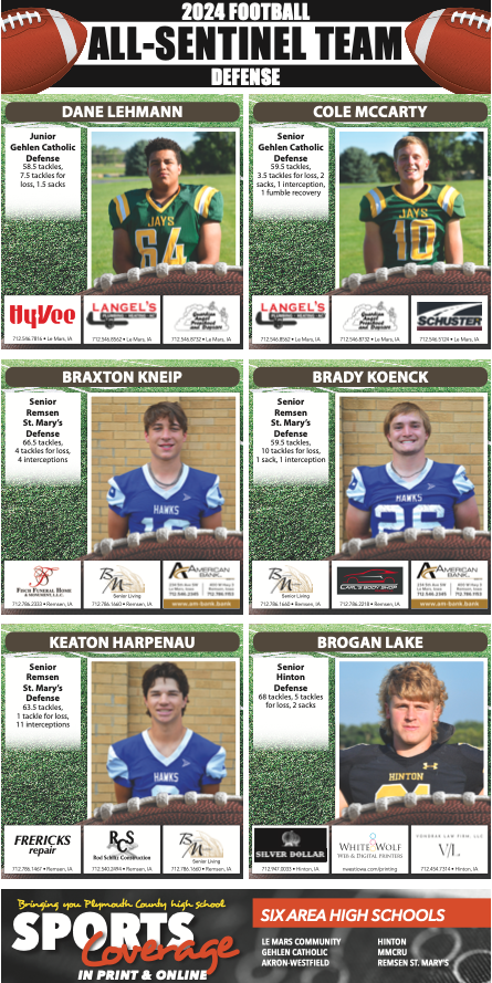 LeMarsDSsports's tweet photo. Congratulations to our 2024 All-Sentinel Football Team honorees! https://t.co/J6ZGoHo9OZ