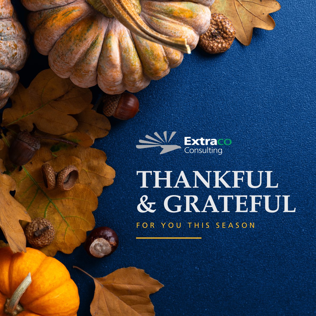 Happy Thanksgiving from all of us at Extraco Consulting! 🍁 We’re thankful for the opportunity to work together and celebrate successes. May your holiday be filled with joy, warmth, and the company of loved ones. #Thanksgiving #ExtracoConsulting
