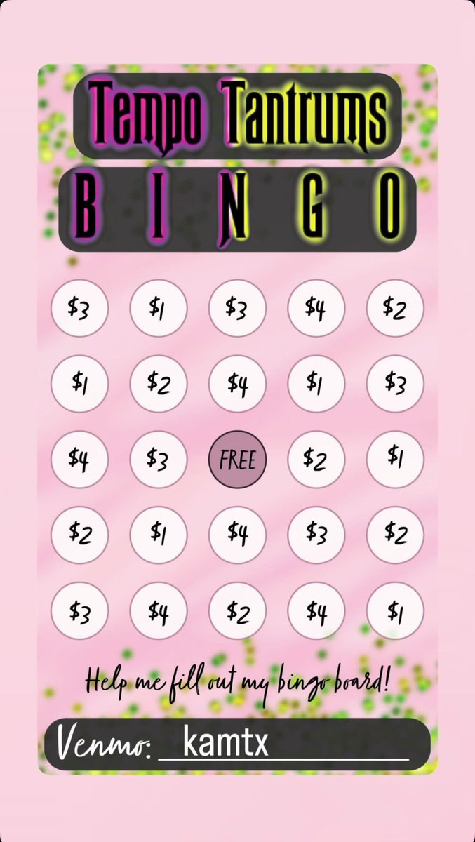tempotantrums's tweet photo. Help TT fill out our bingo board(s)!! (Anything helps!) https://t.co/KwuqRLaMjT