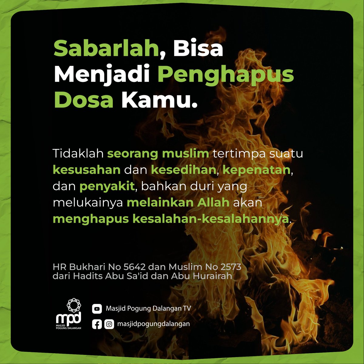 Bersabar adalah amalan hati, yang terkadang disepelekan. Padahal dari bersabar kita bisa mendapatkan bermacam manfaat salah satunya Allah bisa menghapuskan dosa dosa kita.

Semoga bermanfaat.
Barakallahu fiikum.