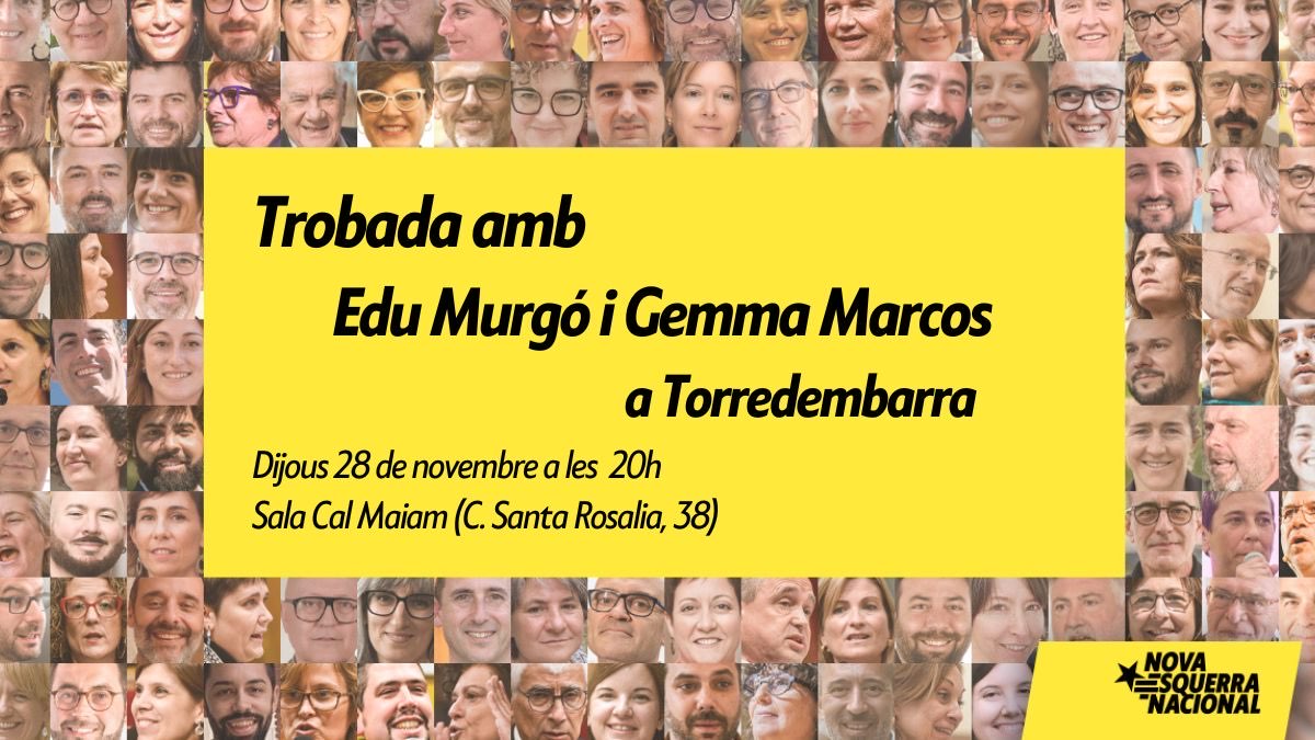 👇 Avui, l' <a href="/EduMurgo/">Edu Murgó</a> i una servidora, ens trobarem amb companys/es a Torredembarra.
Conversarem sobre <a href="/Esquerra_ERC/">Esquerra Republicana</a>, el CN del #30N i la proposta que fem des de #NovaEsquerraNacional 👇👇