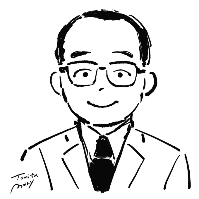 先日の小学校の同窓会のビンゴの景品の持ち寄りで、手持ちがなかったので似顔絵を描くことにしたんですが、ちょうど先生にあたったので、先生を描きました。 