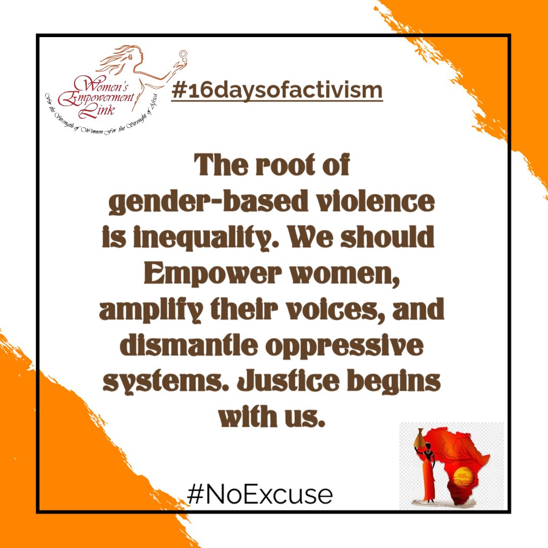 Inequality is the root cause of GBV It’s time to encourage women, to amplify their voices, and dismantle systems of oppression. 

So as to Curb the widespread of violence against women &amp; girls which violates human rights globally. Speak up, and Take action.  #16DaysOfActivism