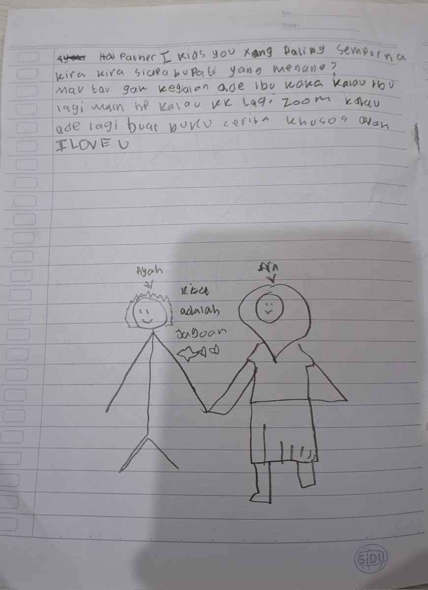 Kangzeters's tweet image. Ketika Pulang  setelah Ayah nya jadi anggota KPPS petugas Pemilu  di meja ada catetan anak Bungsu 😁

#Pilkada #airin #ridwankamil #doel #menang #kalah jawabarat jawatengah jawatimur jakarta