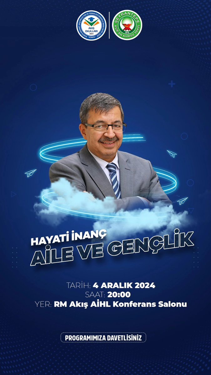 Hayati İnanç'la "Aile ve Gençlik" üzerine konuşacağımız programımıza davetlisiniz..