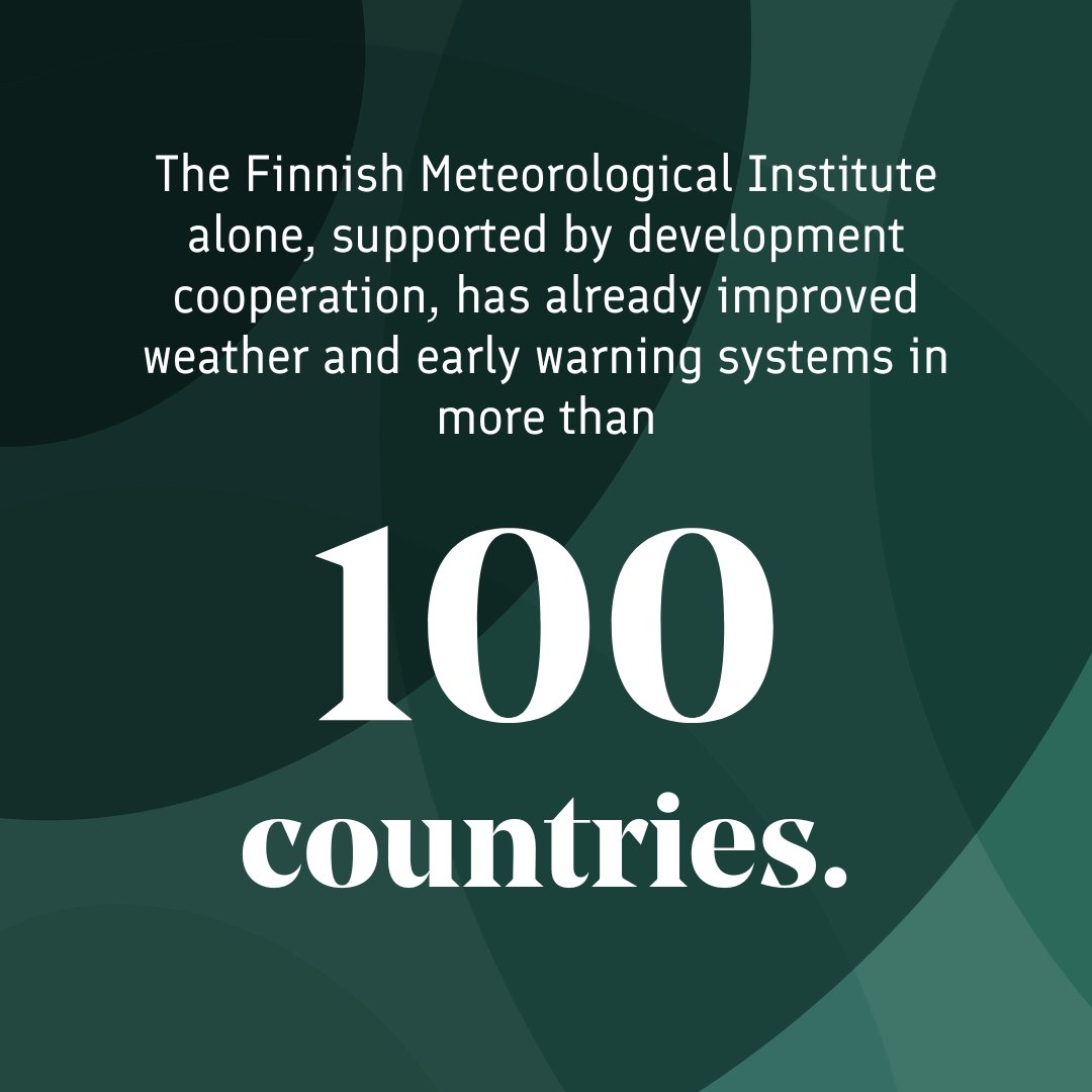 Finland supports preparedness for extreme weather events globally. 🌪️⛈️ 

Finnish expertise has helped to improve weather observation, forecasting and warning systems in more than one hundred countries. #Climate #EarlyWarningSystems <a href="/IlmaTiede/">Ilmatieteen laitos</a>