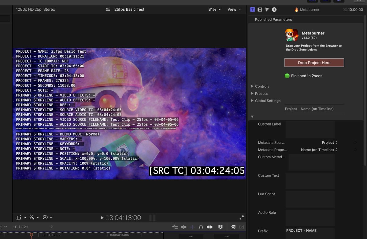 chrisatlatenite's tweet photo. If you ever think you might need Metaburner to burn in source timecode or other metadata in Final Cut Pro, now's the time to buy it!

Get 25% off everything on FxFactory!

https://t.co/SKRhEQZijW

https://t.co/jjqeOmHjlr

#postchat