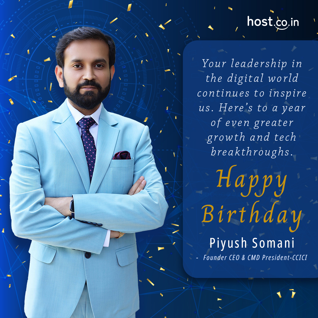 HostIndia's tweet image. 🎊 Celebrating the driving force behind innovation and growth. Happy Birthday, Piyush Somani! 📷 Here's to endless success! 📷📷#Hostcoin 💡