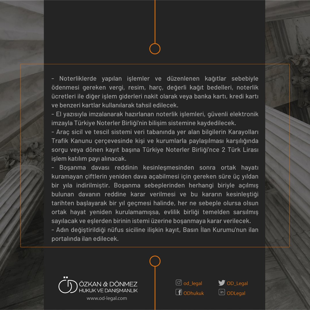 Noterlik Kanunu ile Bazı Kanunlarda Değişiklik Yapılmasına Dair Kanun Resmi Gazete’de Yayımlandı #ODLegal #gündem