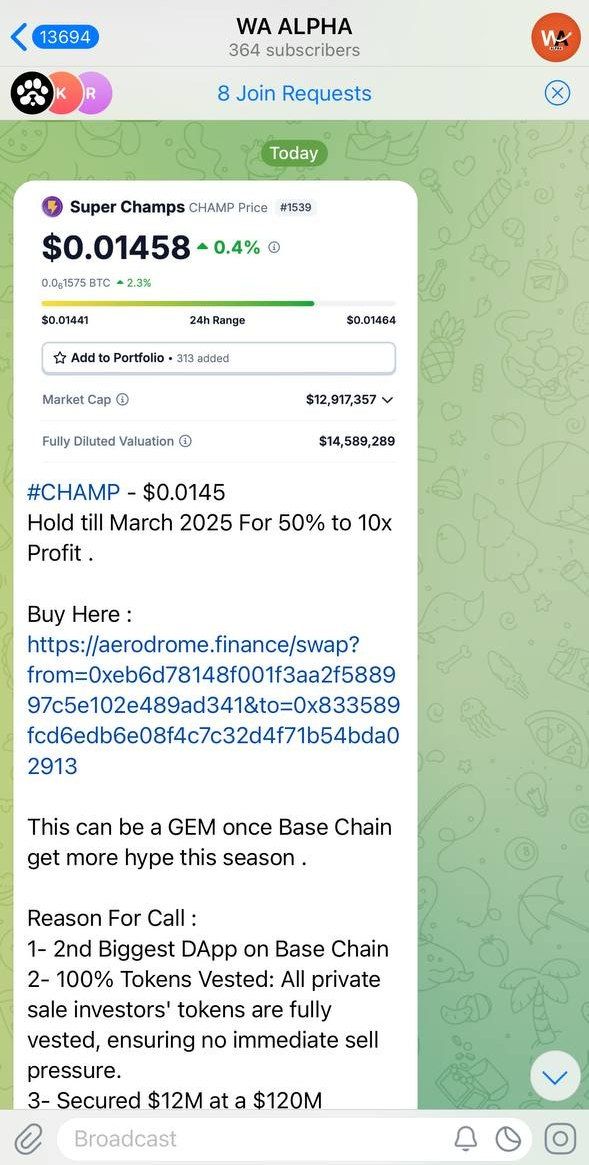 wiseadvicesumit's tweet photo. #CHAMP HITS 𝟭𝟱𝟬% PROFIT FOR WISE ADVICE COMMUNITY 🤑🚀🔥🚀

IN just 𝟭𝟲 𝗛𝗢𝗨𝗥𝗦, our GEM CALL pumped to the moon 🌙 🤩

I SAID IN THE VIDEO AS WELL THAT THIS CAN BE A GEM 💎 

No one ever talked about it.

GAVE YOU GUYS THE BEST ENTRY that no one else has, and now we are at 150% profit on spot call.

WHAT MORE YOU GUYS NEED FROM  US? 🤔

Keep supporting, and more gems are coming 🔜 🤩