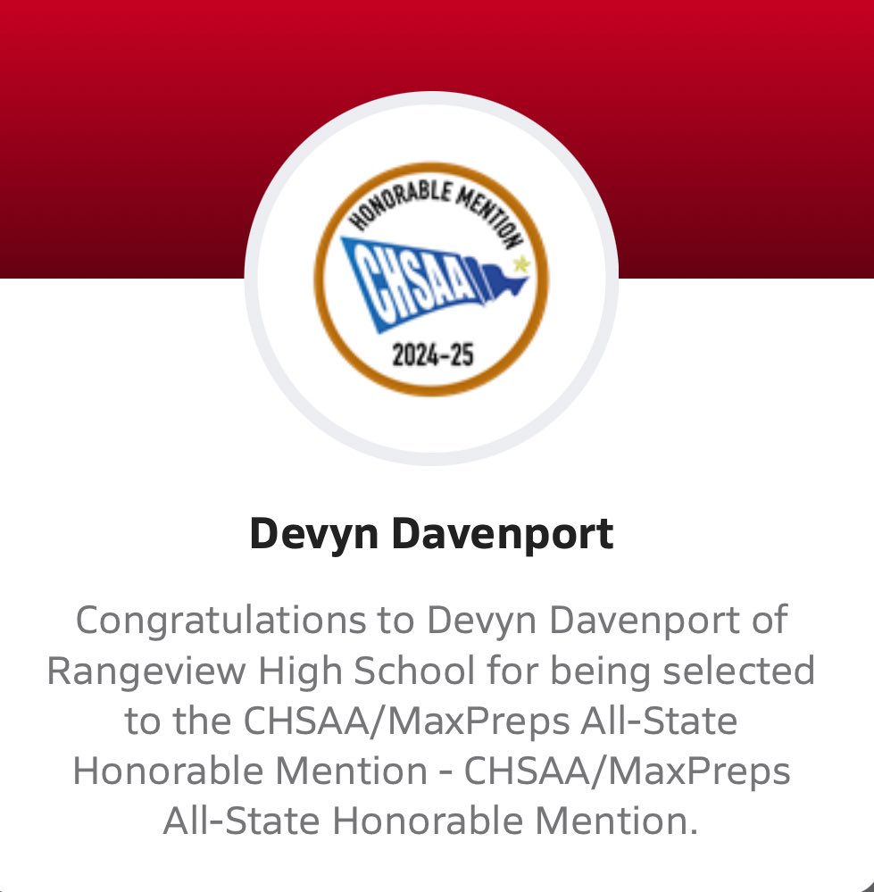 Late post, but thank you <a href="/CHSAA/">CHSAA</a> for the recognition! I had a great season with Rangeview softball earning: 1st Team All City (shortstop), highest gpa on the team (4.4 gpa), athletic honor roll, and All State honorable mention!