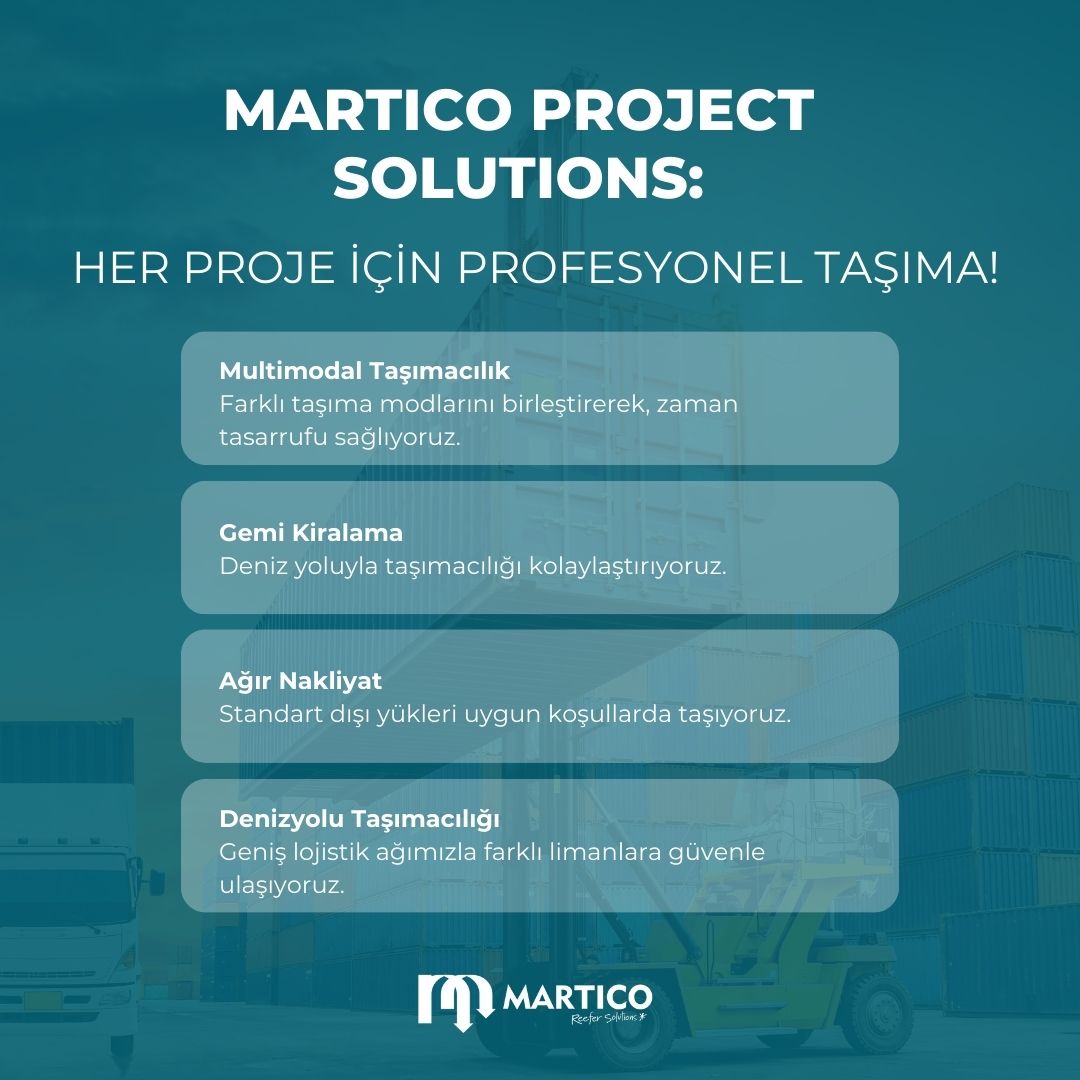 Martico Project Solutions, projelerinizin lojistik ihtiyaçlarını profesyonel bir yaklaşımla ele alır ve dünyanın dört bir yanındaki limanlara güvenle teslim eder.

#martico #marticoturkey #project #shipping #uluslararasıtaşıma #lojistikyönetimi