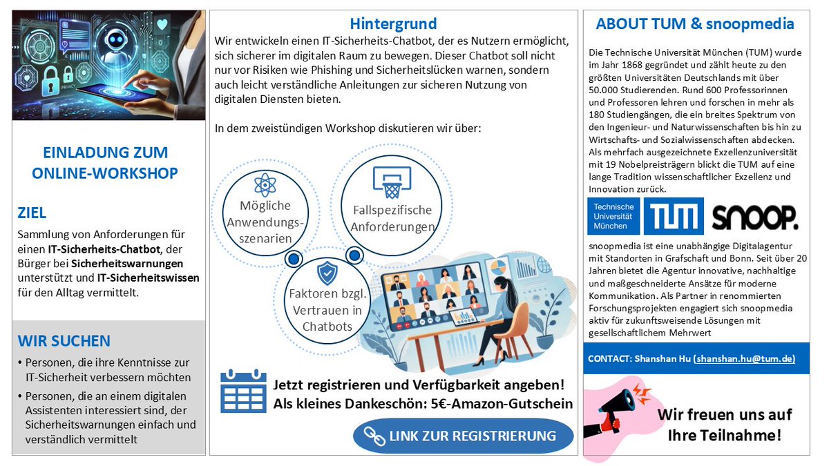 snoopmedia's tweet photo. In unserem #bmbf -geförderten Forschungsprojekt GameUp suchen wir #Teilnehmer:innen für einen Anforderungsworkshop. Der Link zur Registrierung lautet: https://t.co/yo4NmOz11U https://t.co/LPVR1g32Kp