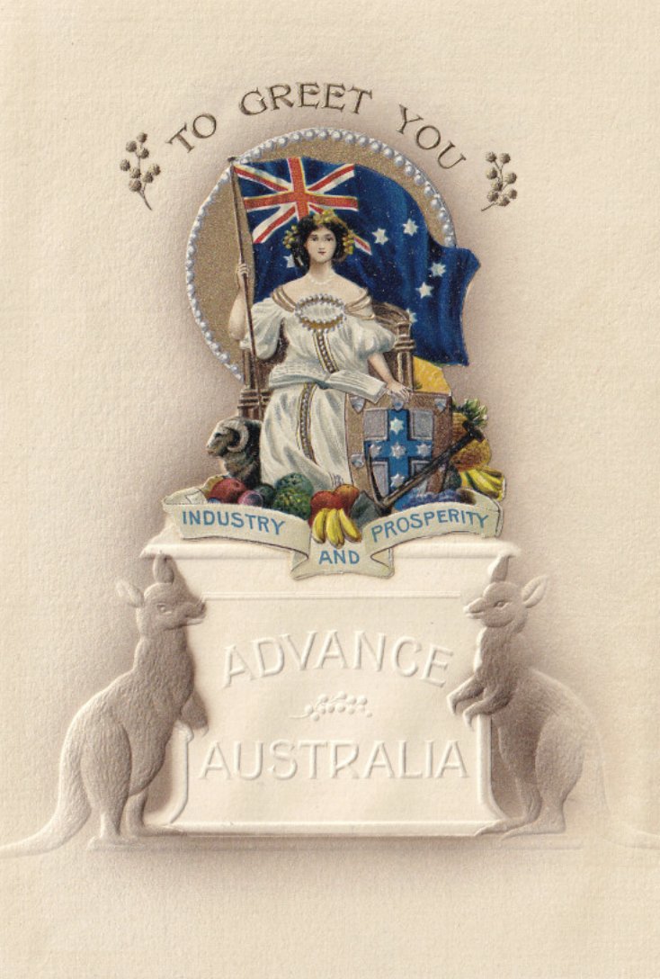 CandaceWha19111's tweet photo. Advance Australia greeting card, 1912 https://t.co/cJcyPztArk