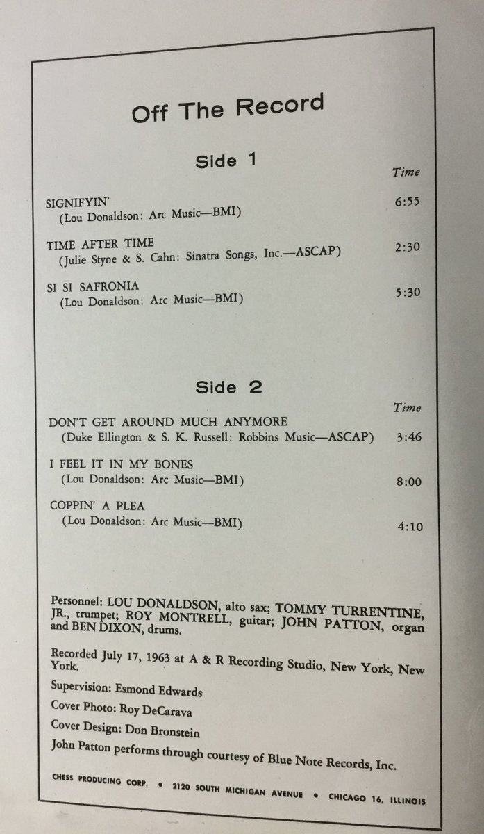 takanomasajazz's tweet photo. 今日のLou Donaldson with Organは「Signifyin’」🎷Organは 相棒 #JohnPatton Ds, BenDixon Gt, #RoyMontrell. Tp, TommyTurrentine 1963年の録音。Time After Time , Don’t Get Around Much Anymoreなどのスタンダードも聴ける。
#LouDonaldson. #かっこいいハモンドオルガン https://t.co/l4Ha2QhDU8
