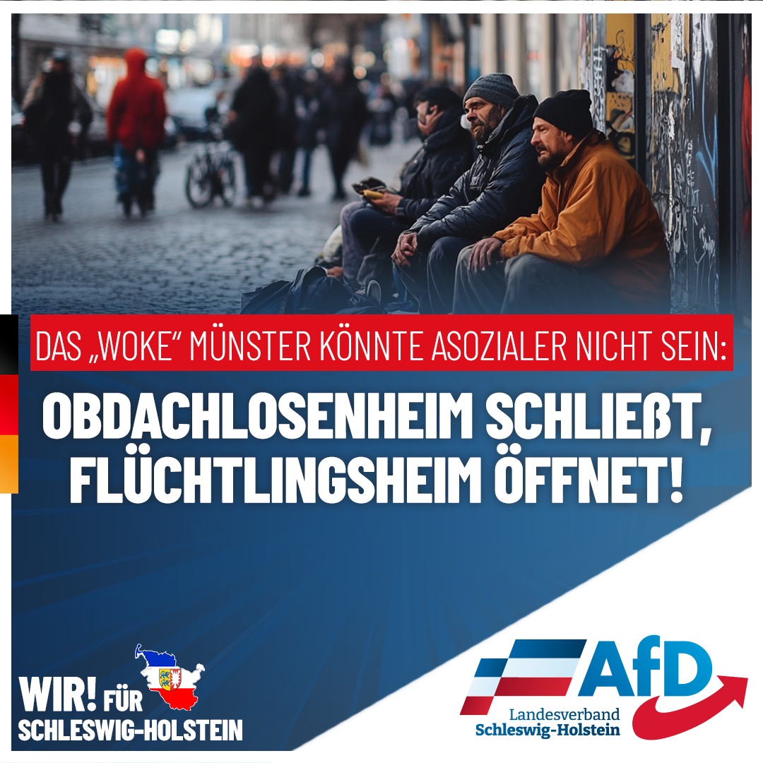 Es ist ein Skandal, wie die Politik in diesem Land mit den eigenen Bürgern umgeht. Der geplante Bau eines Flüchtlingsheims auf dem Gelände eines ehemaligen Obdachlosenheims in Münster ist ein weiteres Beispiel für die unverantwortliche Prioritätensetzung der Bundesregierung und