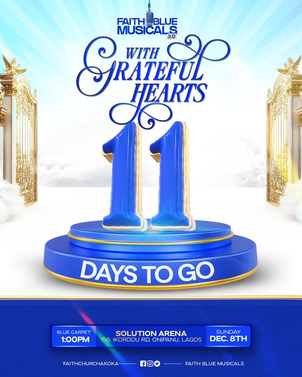 thebluemusicals's tweet photo. The Sound of Grateful Praise is Near, 11 Days to Go! 🥁🥁🥁 

You don't want to miss out. Register with: https://t.co/jE3faEOjUd

#WithGratefulHearts
#FBM3
#FaithBlueMusicals24 https://t.co/XNDtGeZj6c
