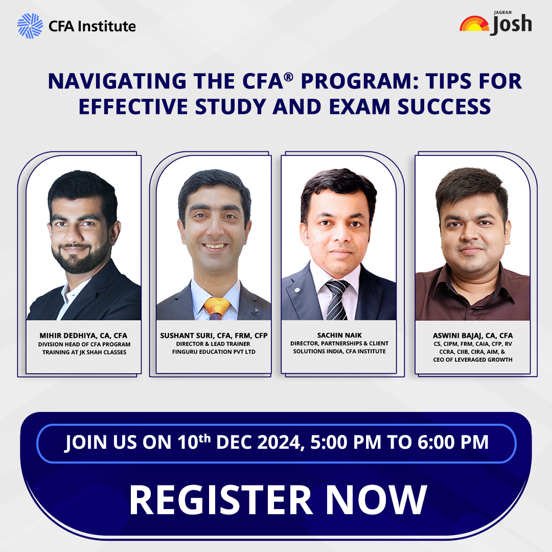 Jagranjosh's tweet image. Join us for the webinar, &quot;Navigating the CFA® Program: Tips for Effective Study &amp;amp; Exam Success.&quot; Get insights from experts on acing the exam. Don’t miss this chance to learn from top professionals!

Register Now bit.ly/CFAInstitutePr…

#CFAProgram #CFAExam #PartnerContent