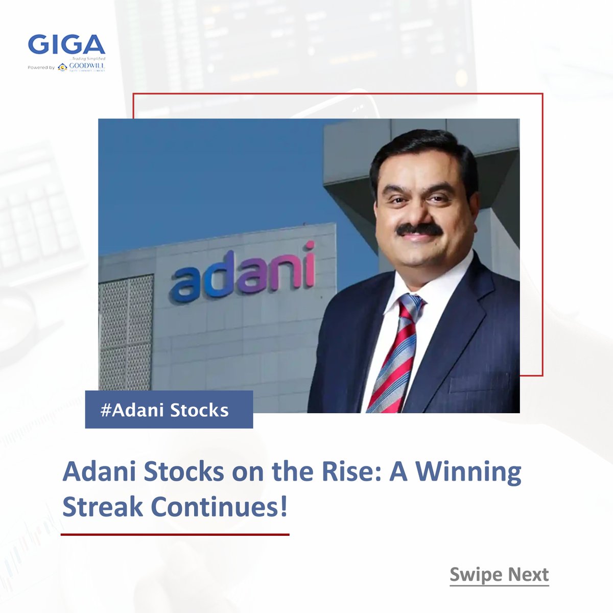 GoodwillGiga's tweet photo. Adani stock on the rise!👈

#adani #giga #gigatamil #investing #investment #stocktrading #stockmarket #shares #sharemarket #ipo #stocks https://t.co/9OJbkb8i94