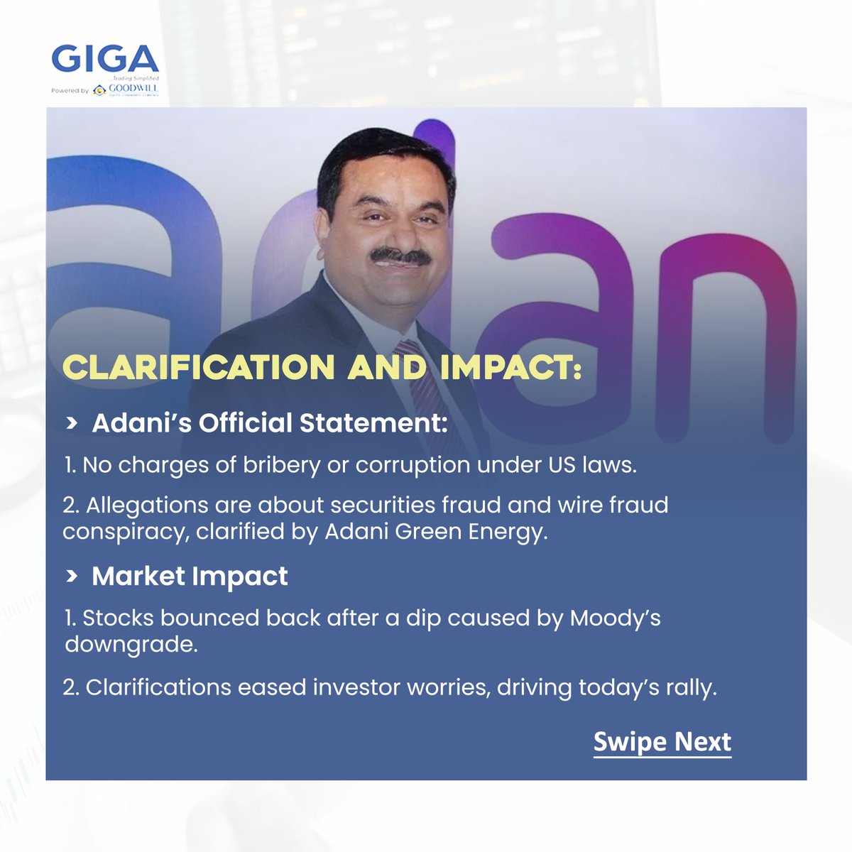 GoodwillGiga's tweet photo. Adani stock on the rise!👈

#adani #giga #gigatamil #investing #investment #stocktrading #stockmarket #shares #sharemarket #ipo #stocks https://t.co/9OJbkb8i94