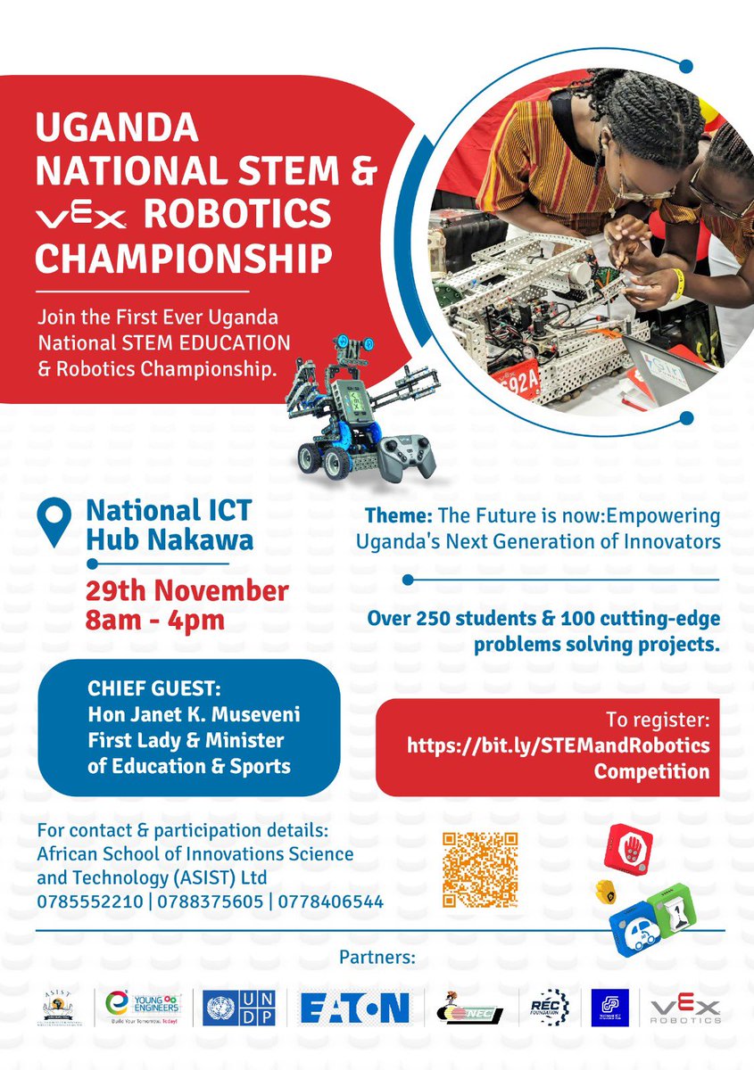 MrAmooti's tweet photo. the country’s competitiveness in the global technology landscape.
Join us in celebrating and supporting these young innovators as they step into the spotlight, representing the future of STEM in Uganda.
#YoungEngineers #RobotsInUganda #STEMEducation #STEMchampions #TrophyHome https://t.co/hZD5ARKz4C