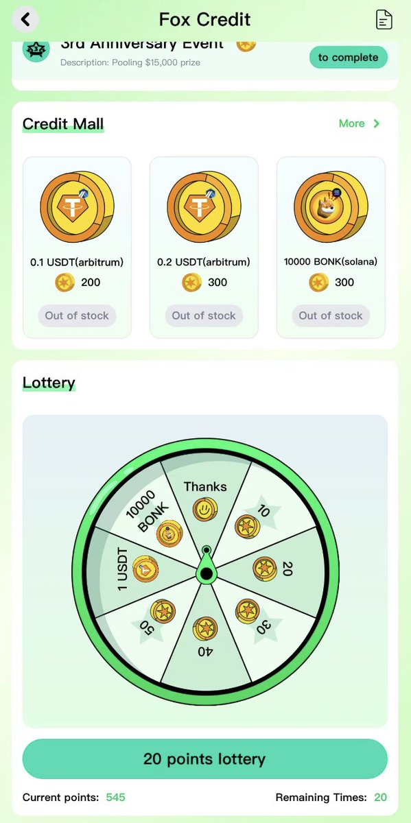 FoxWalletDaily's tweet photo. @WebTrendCo @bonk_inu #LetsBONK in #Foxwallet Lottery

🔗 https://t.co/ly6cga7Tef https://t.co/ClWoMh4H8m