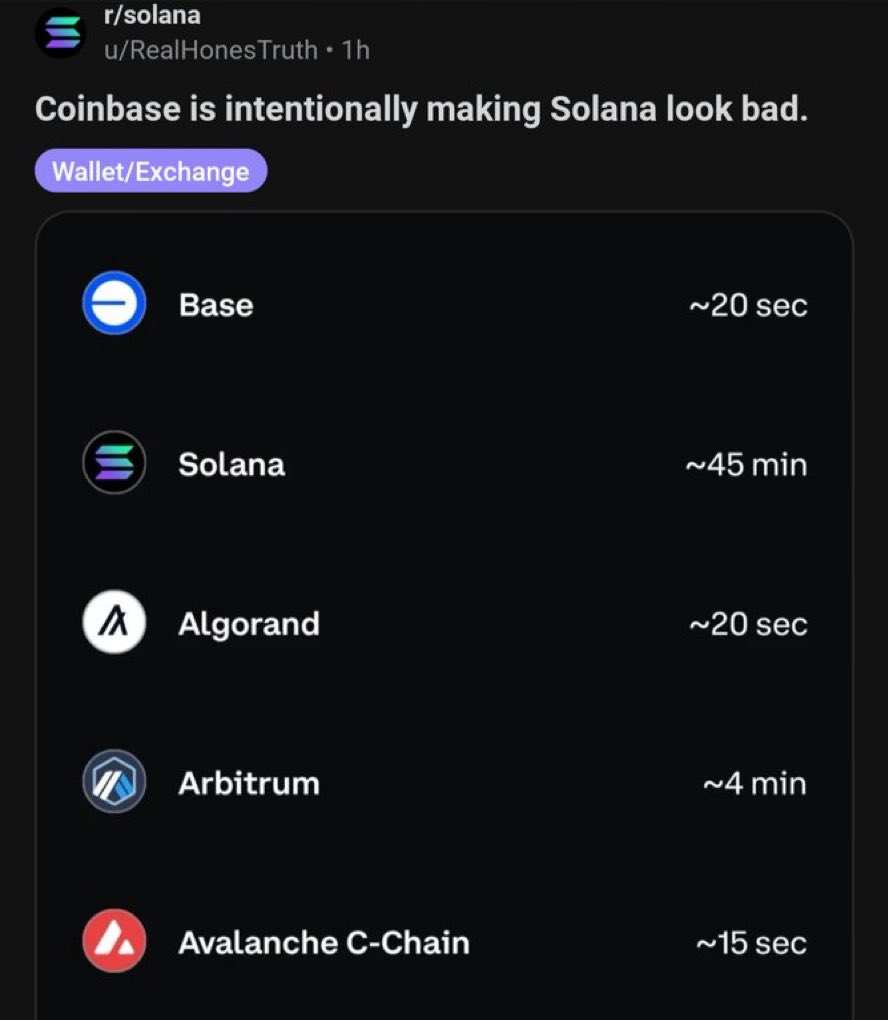 ain’t no way Coinbase is showing 45 minutes for a Solana transaction.. 💀