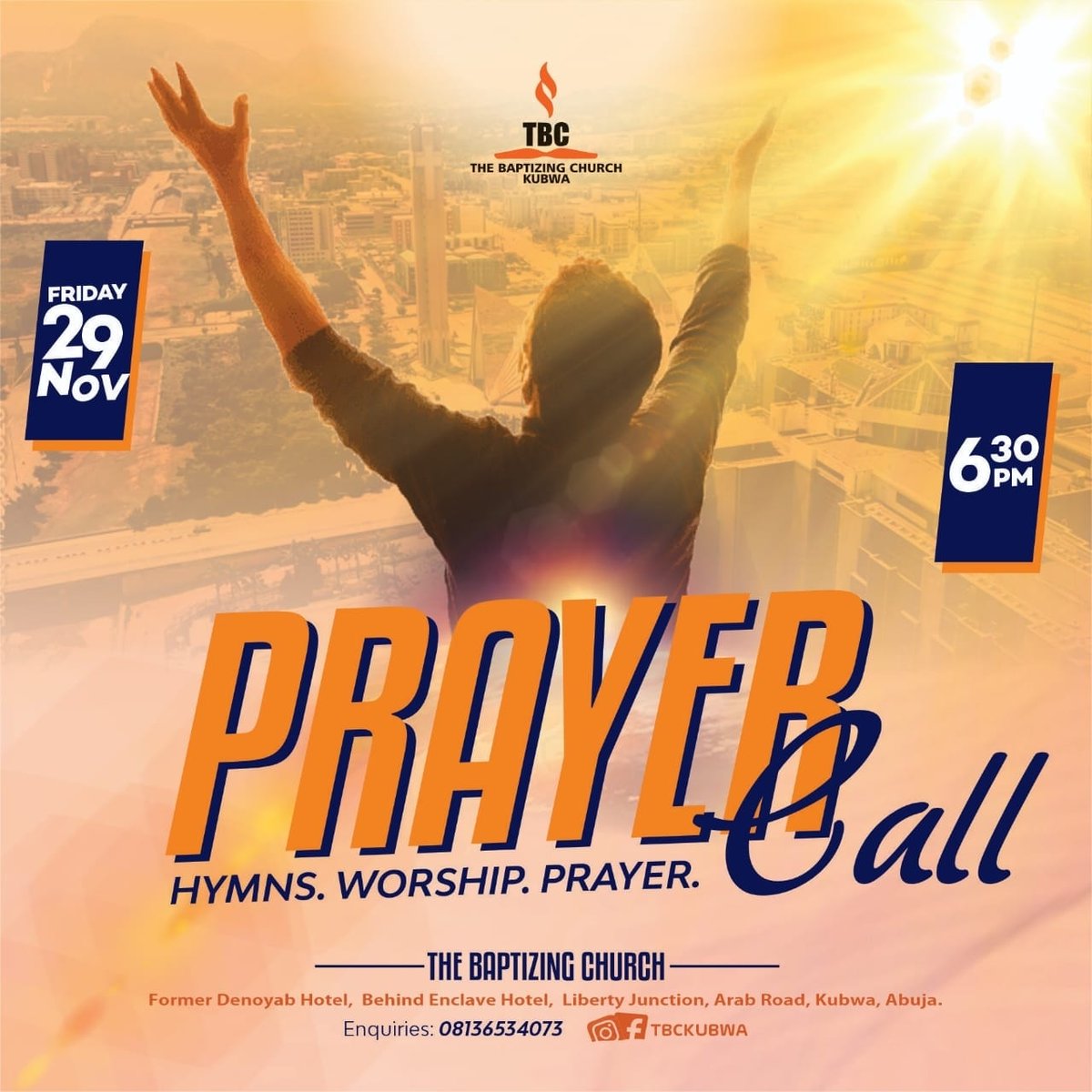 tbckubwa's tweet photo. It's a special appointment with the Godhead tomorrow.
Please make it a date.

#prayercall
#pray
#intercession
#pettition
#glory
#church
#tbc
#fct https://t.co/HIfvL0wXIE