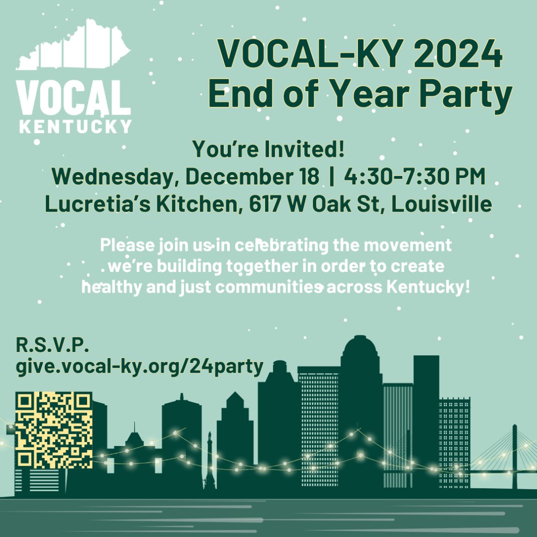 1. Sunday, December 1st is World AIDS Day! Join VOCAL-KY for our 3rd Annual Event at 2pm. 
This year we will be at our VOCAL-KY.ORG building located at 723 S. Brook Street in Louisville, KY 40203.

Our members, leaders, staff + allies will hold a presser calling for
