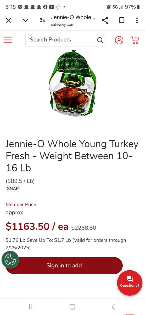BryBad_'s tweet image. Hey @Safeway, I've got some questions. Does that price come with stuffing? Or are we just getting stuffed? 🤣