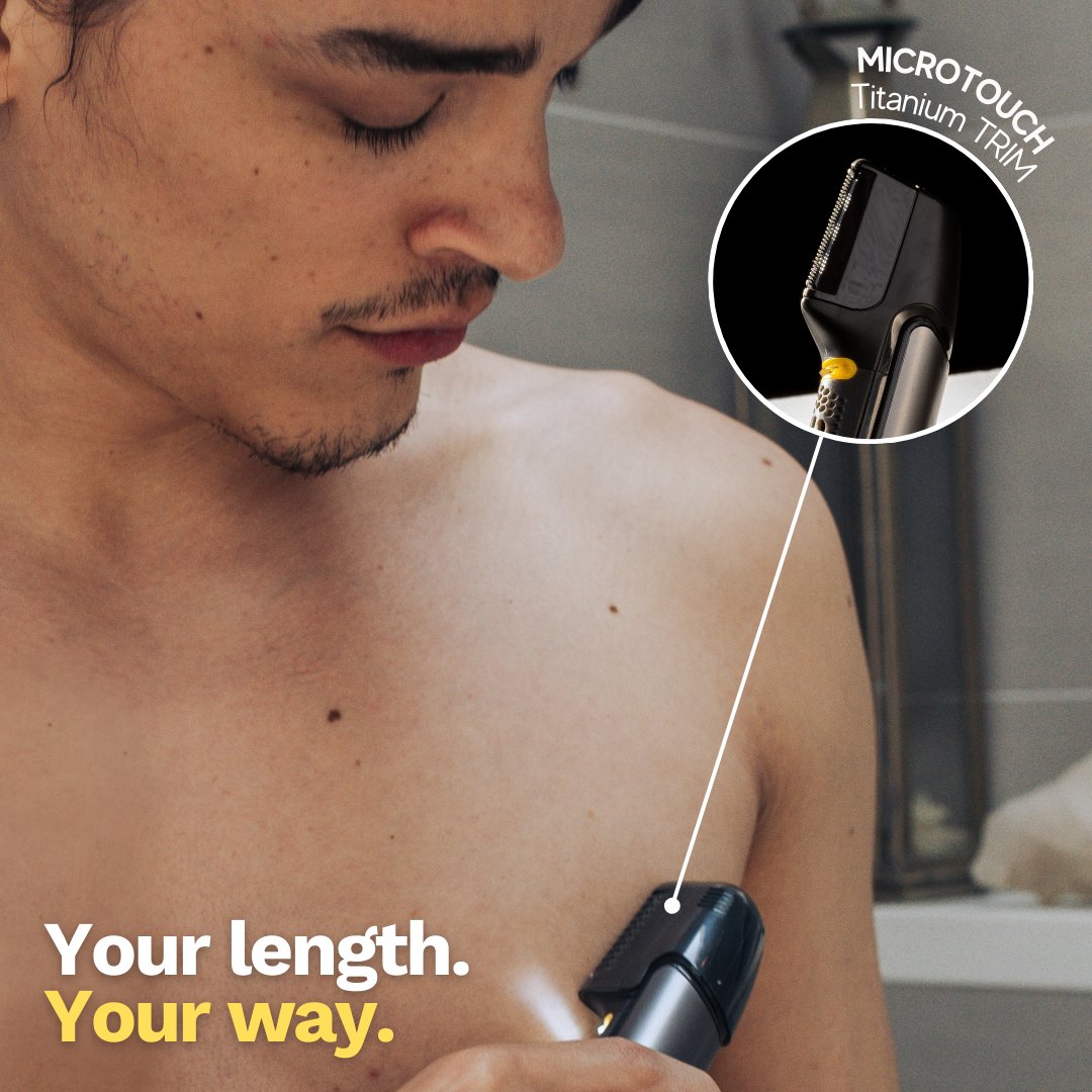 Style Simplified. 🪒 The MicroTouch Titanium TRIM has five attachments for flawless precision – whether you're cutting short, medium or keeping it long. 

Shop here: bit.ly/3XmRfTg