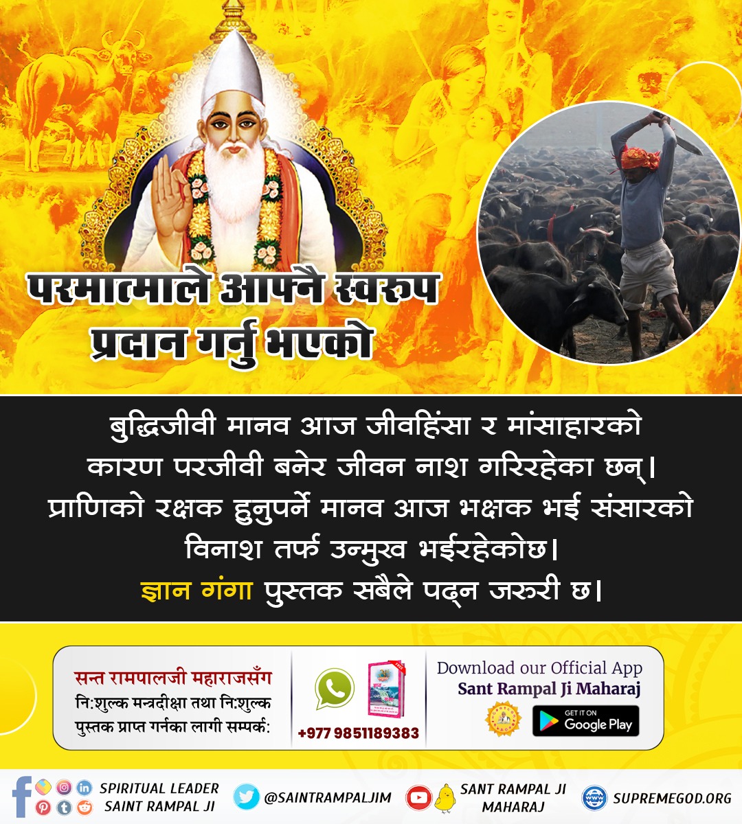 #पशुबलि_महापाप बुद्धिजीवी मानव आज जीवहिंसा र मांसाहारको कारण परजीवी बनेर जीवन नाश गरिरहेका छन्। प्राणिको रक्षक हुनुपर्ने मानव आज भक्षक भई संसारको विनाश तर्फ उन्मुख भईरहेकोछ। ज्ञान गंगा पुस्तक सबैले पढ्न जरुरी छ।