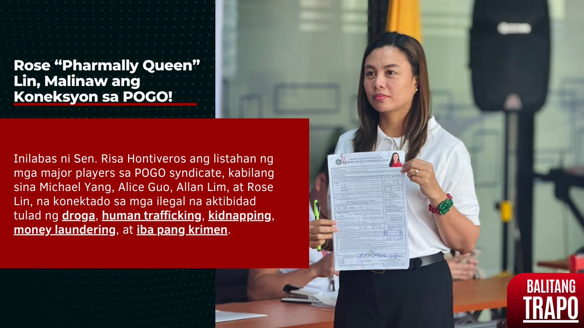 balitangtrapo's tweet photo. Tatakbo sa susunod na taon si Rose Lin. Alam ba ng mga tao ang sa Quezon City ang malalim na koneksyon niya sa POGO?

#POGO #RoseLin #AllanLim #MichaelYang #RisaHontiveros #QuezonCity #RoseNonoLin https://t.co/Ibx7SdbwH3