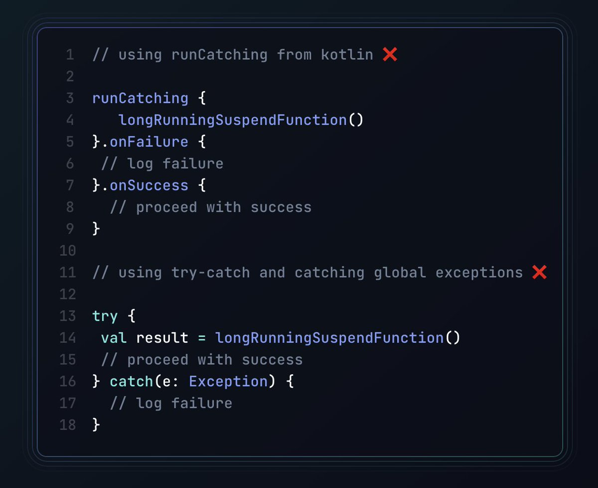 prudhvir3ddy's tweet image. 🎨Jetpack Compose in #Android is a hot topic now on X because of how easy it is to make mistakes that can lead to bad performance of the app

But one of the very obvious mistake i observe while doing code reviews in #coroutines ↛ world is writing code something like this 🧵
