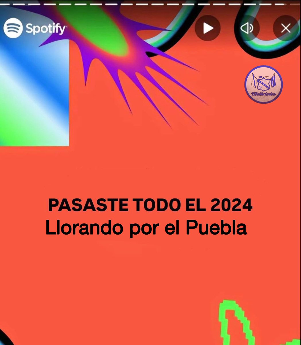 MalkriadosPue's tweet photo. Que nervios, ya viene el Spotify Wrapped.

😓

#Malkriados
 #spotifywrapped2024 https://t.co/8gM7gpd7nC