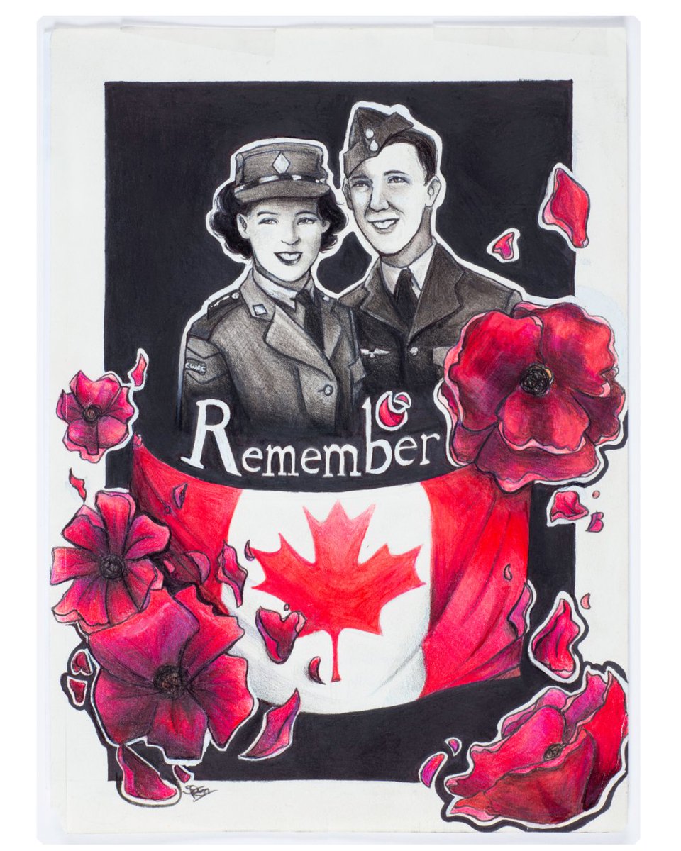 National Youth Remembrance Contests. This poster is by Samantha Ropchan Exner, from Calgary, Alberta. She was the winner in the category Intermediate – Colour Poster. Find this exhibition in the CWM’s Lobby, near the Gift Shop. bit.ly/4e9pAMg 
<a href="/LNFCanada/">The Legion National Foundation</a>