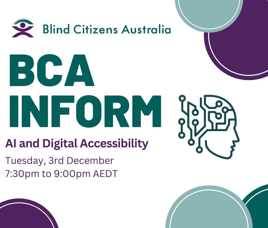 Join us for an insightful Inform session on how AI is revolutionising digital accessibility for those who are blind or vision impaired, including in self-service &amp; online banking.

Date: Tuesday, 3rd Dec
Time: 7:30pm - 9:00pm AEDT

Register: bit.ly/4fMfeU2