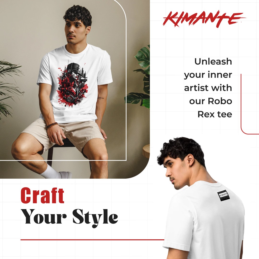 KimanteC's tweet photo. Awaken your creative side with the Kimante Robo Rex tee. 🤖🎨 Bold, edgy, and designed to make a statement, this piece is all about showing off your individuality. Grab yours now and wear your creativity with pride!

#Kimante #RoboRex #Tee #Artist #Creativity #Fashion #Streetwear https://t.co/EGdrb72lVu