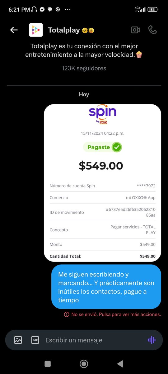 leijaman's tweet photo. @totalplaymx me hicieron pagar doble... Me llaman y cuelgan, me piden mandar por correo el comprobante y nada... https://t.co/eQ9sun4kbz